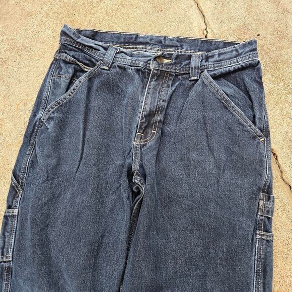 Vtg Y2k ARIZONA JEAN CO Metallic Dark Wash Carpenter Jeans Tagged 33 x 30 - Picture 2 of 7